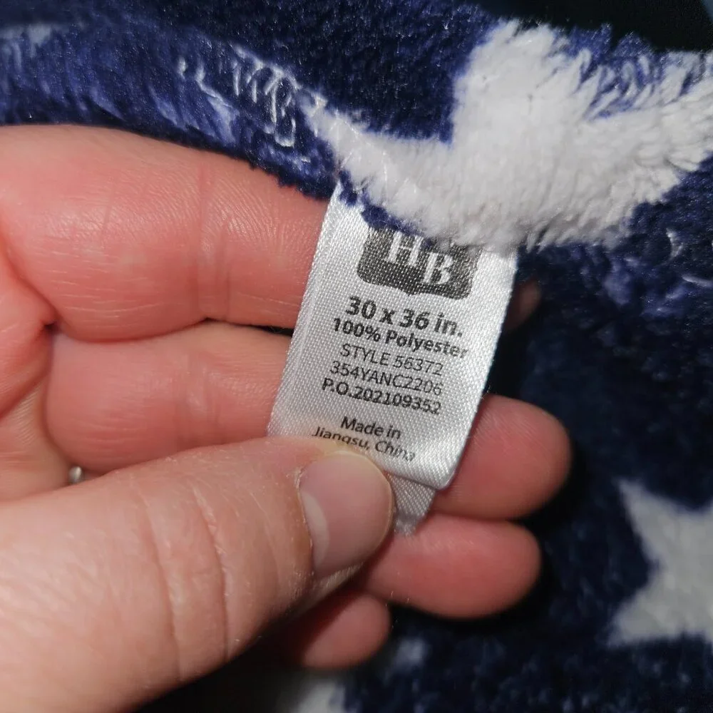 HB Hudson Baby Navy Blue White Stars Fleece Baby Blanket 30